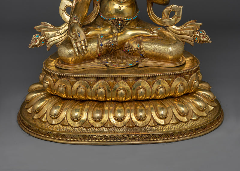 Exquisite White Tara Gold-Gilded Statue | A Masterpiece of Divine Femininity and Grace