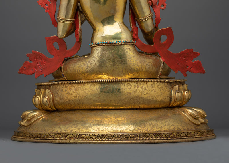 Exquisite White Tara Gold-Gilded Statue | A Masterpiece of Divine Femininity and Grace