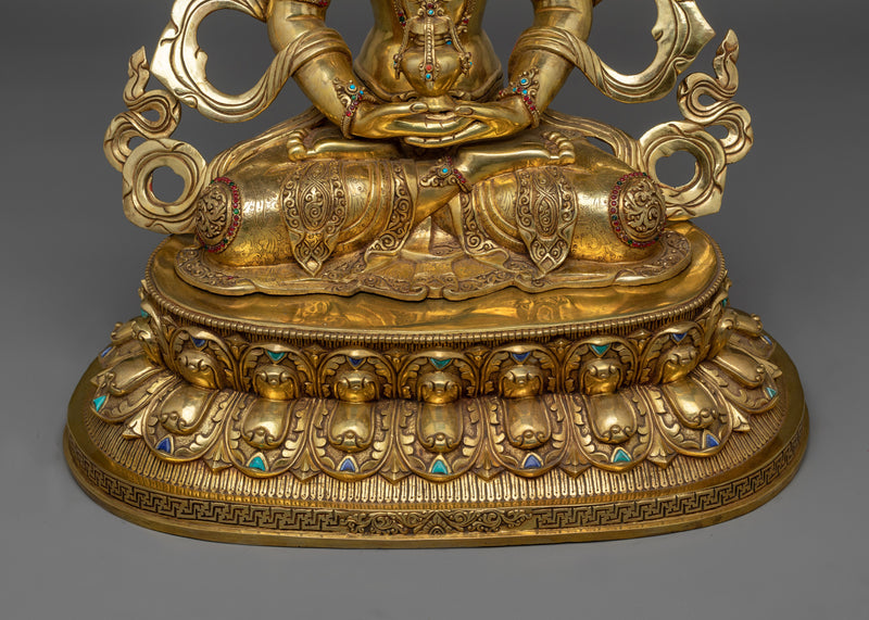 Longevity Amitayus Gold-Gilded Statue | A Beacon of Endless Life and Spiritual Prosperity