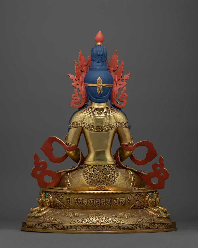 Longevity Amitayus Gold-Gilded Statue | A Beacon of Endless Life and Spiritual Prosperity