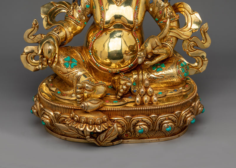 Gemstones-Decorated Dzambhala Statue | A Masterpiece of Spiritual Wealth and Elegance