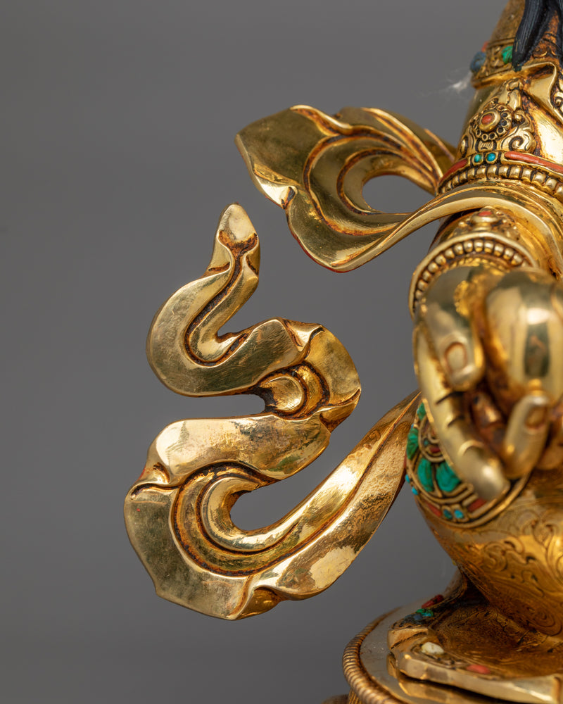 Gemstones-Decorated Dzambhala Statue | A Masterpiece of Spiritual Wealth and Elegance