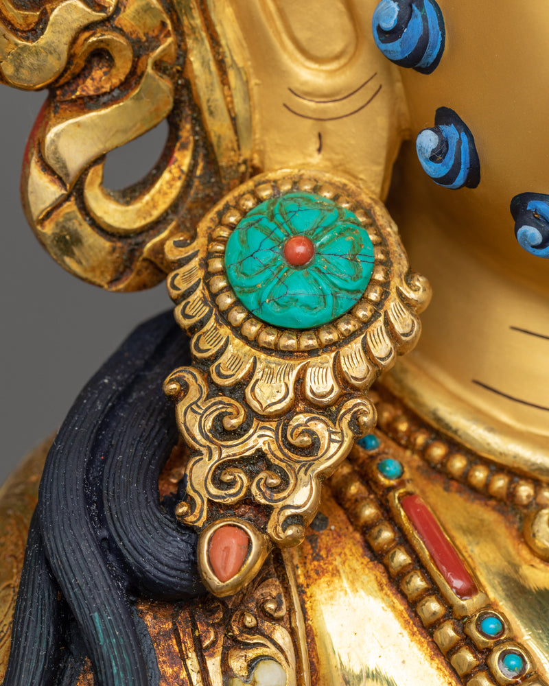 Gemstones-Decorated Dzambhala Statue | A Masterpiece of Spiritual Wealth and Elegance