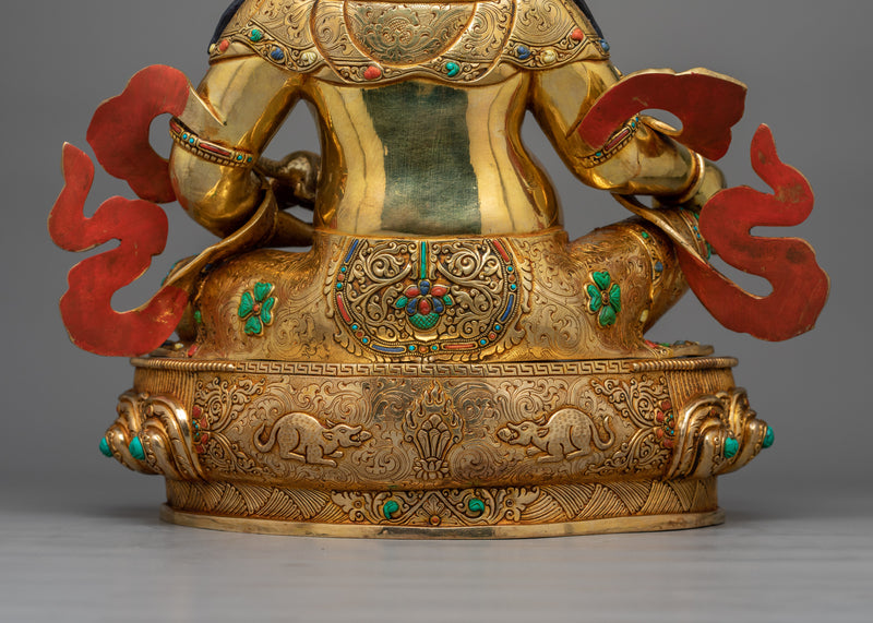 Gemstones-Decorated Dzambhala Statue | A Masterpiece of Spiritual Wealth and Elegance