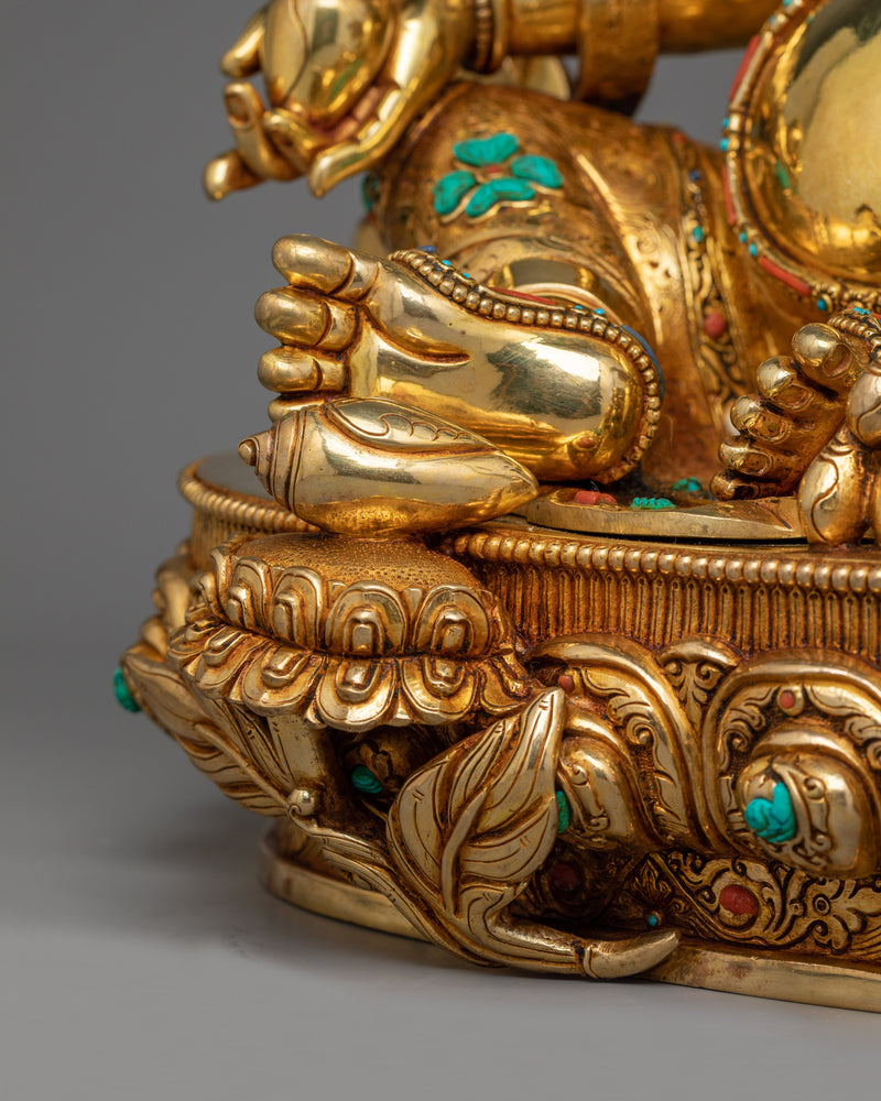 Gemstones-Decorated Dzambhala Statue | A Masterpiece of Spiritual Wealth and Elegance