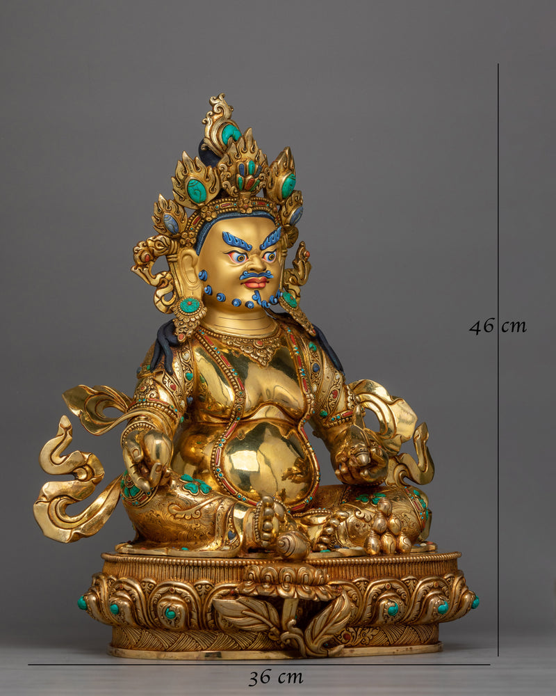 Gemstones-Decorated Dzambhala Statue | A Masterpiece of Spiritual Wealth and Elegance