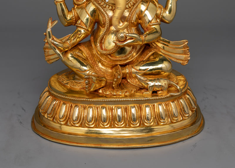 Shree Ganesh Gold-Gilded Statue | A Symbol of Wisdom and Prosperity