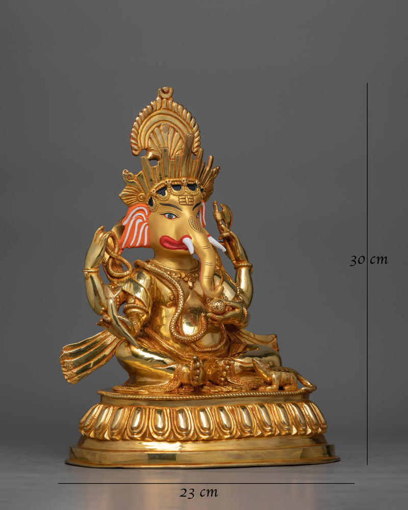 Shree Ganesh Gold-Gilded Statue | A Symbol of Wisdom and Prosperity