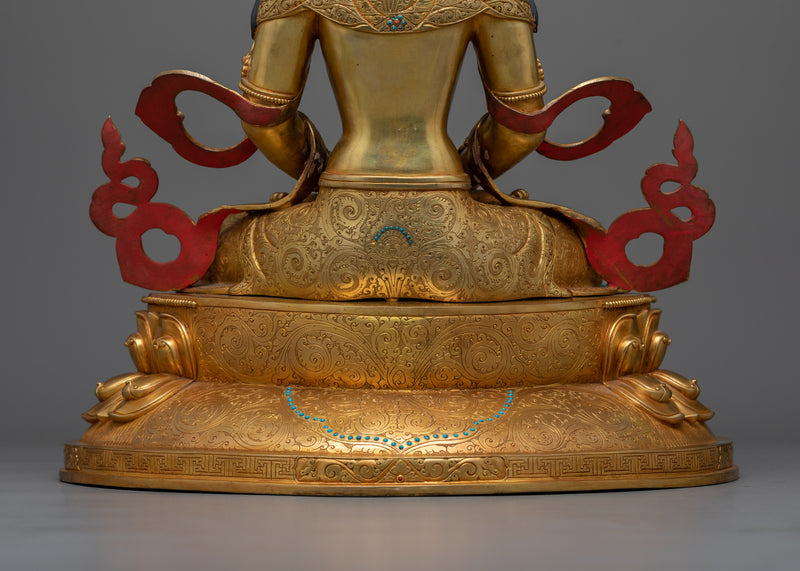 Gold-Gilded Amitayus Longevity Buddha Statue | A Beacon of Eternal Life