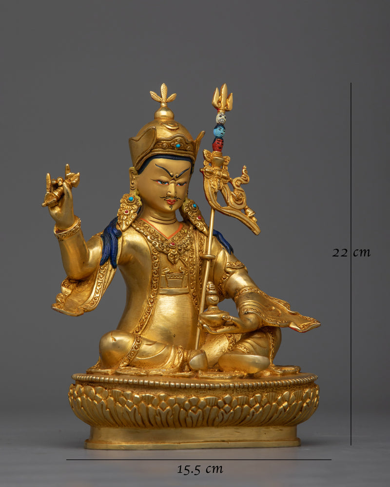 Guru Rinpoche Gold-Gilded Tantra Guru Statue | A Beacon of Vajrayana Wisdom