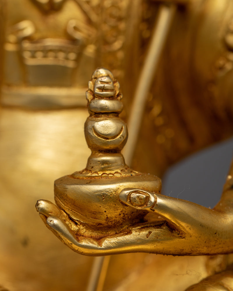 Guru Rinpoche Gold-Gilded Tantra Guru Statue | A Beacon of Vajrayana Wisdom