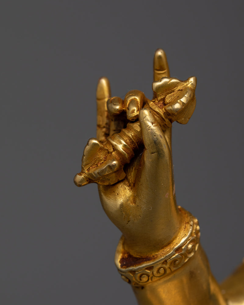 Guru Rinpoche Gold-Gilded Tantra Guru Statue | A Beacon of Vajrayana Wisdom