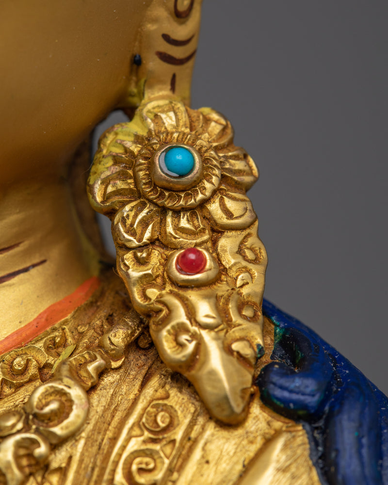 Guru Rinpoche Gold-Gilded Tantra Guru Statue | A Beacon of Vajrayana Wisdom