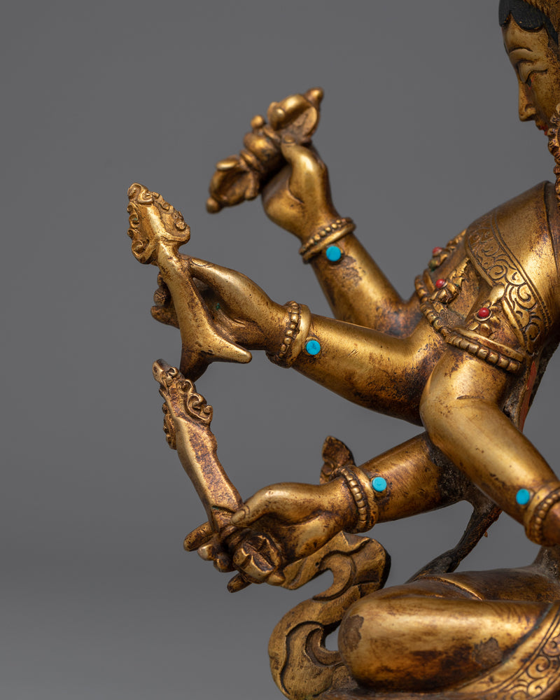 Maha Pratisara Gold-Gilded Antique Statue | A Symbol of Protection and Enlightenment