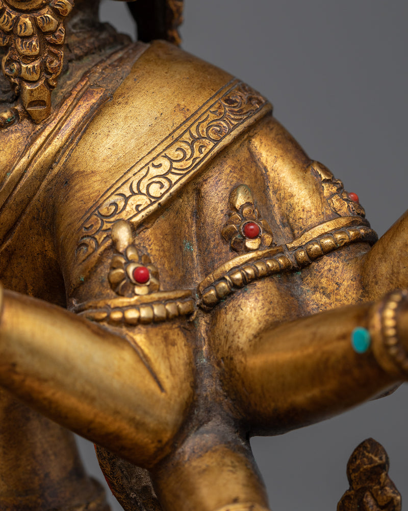 Maha Pratisara Gold-Gilded Antique Statue | A Symbol of Protection and Enlightenment