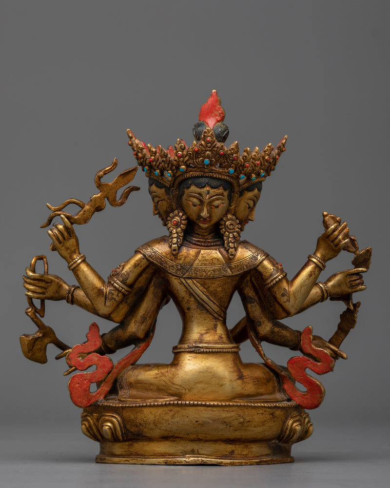 Maha Pratisara Gold-Gilded Antique Statue | A Symbol of Protection and Enlightenment