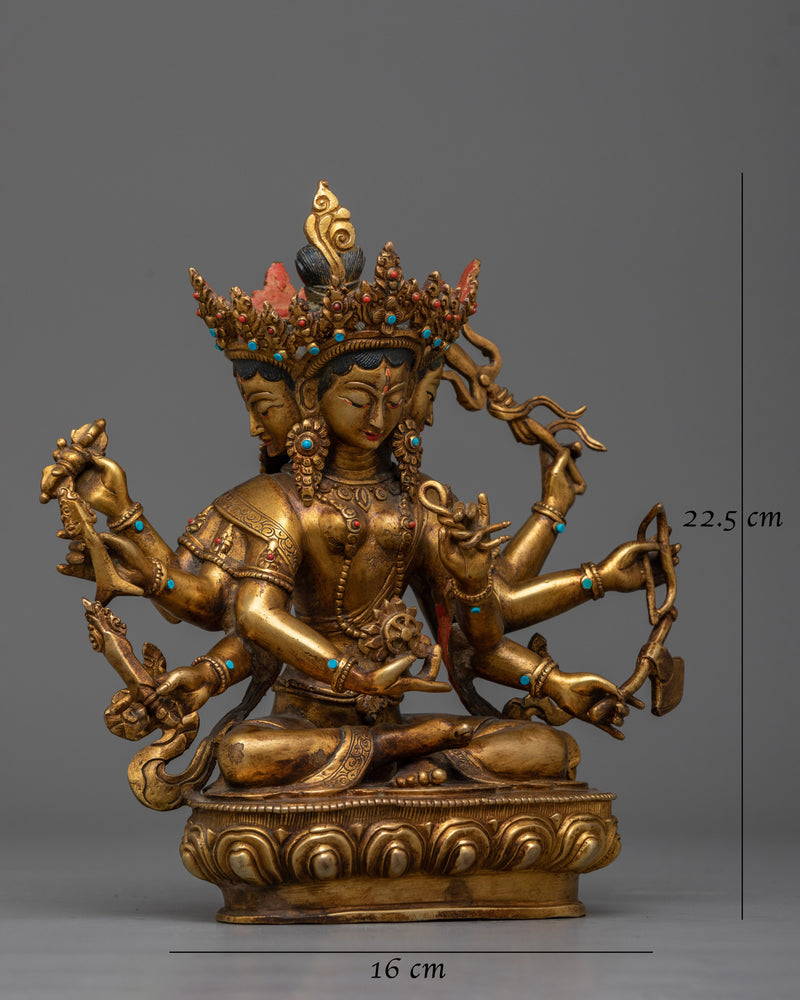 Maha Pratisara Gold-Gilded Antique Statue | A Symbol of Protection and Enlightenment