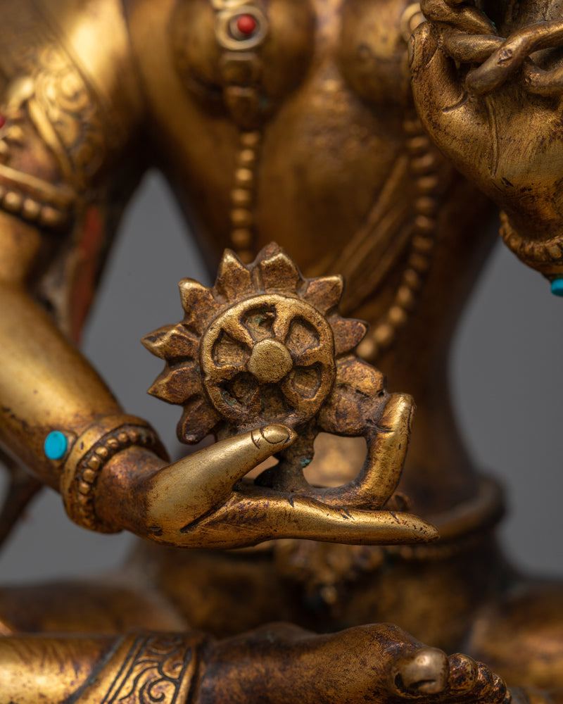 Maha Pratisara Gold-Gilded Antique Statue | A Symbol of Protection and Enlightenment