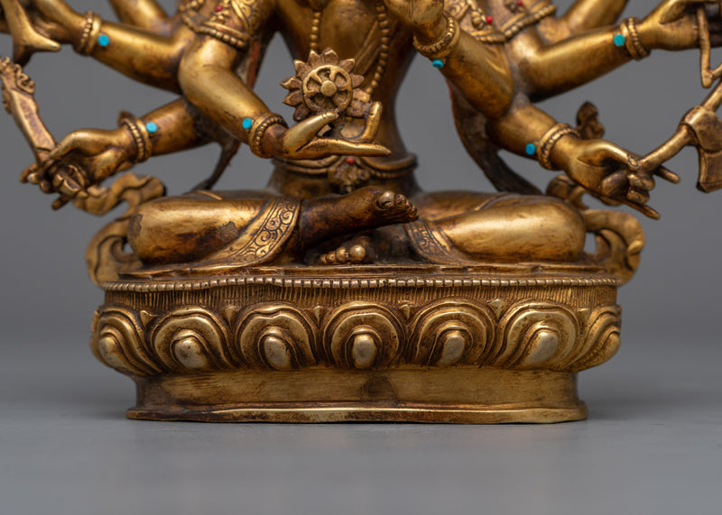 Maha Pratisara Gold-Gilded Antique Statue | A Symbol of Protection and Enlightenment