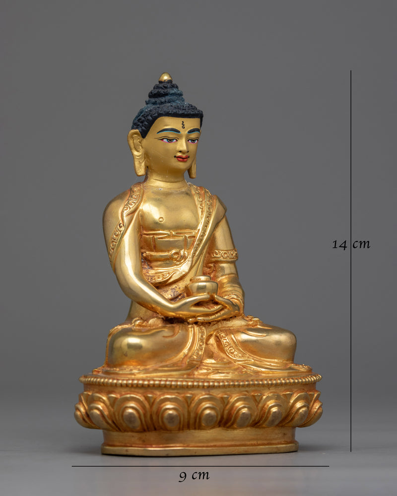 Amitabha Buddha Gold-Gilded 14cm Statue | A Beacon of Infinite Light and Compassion