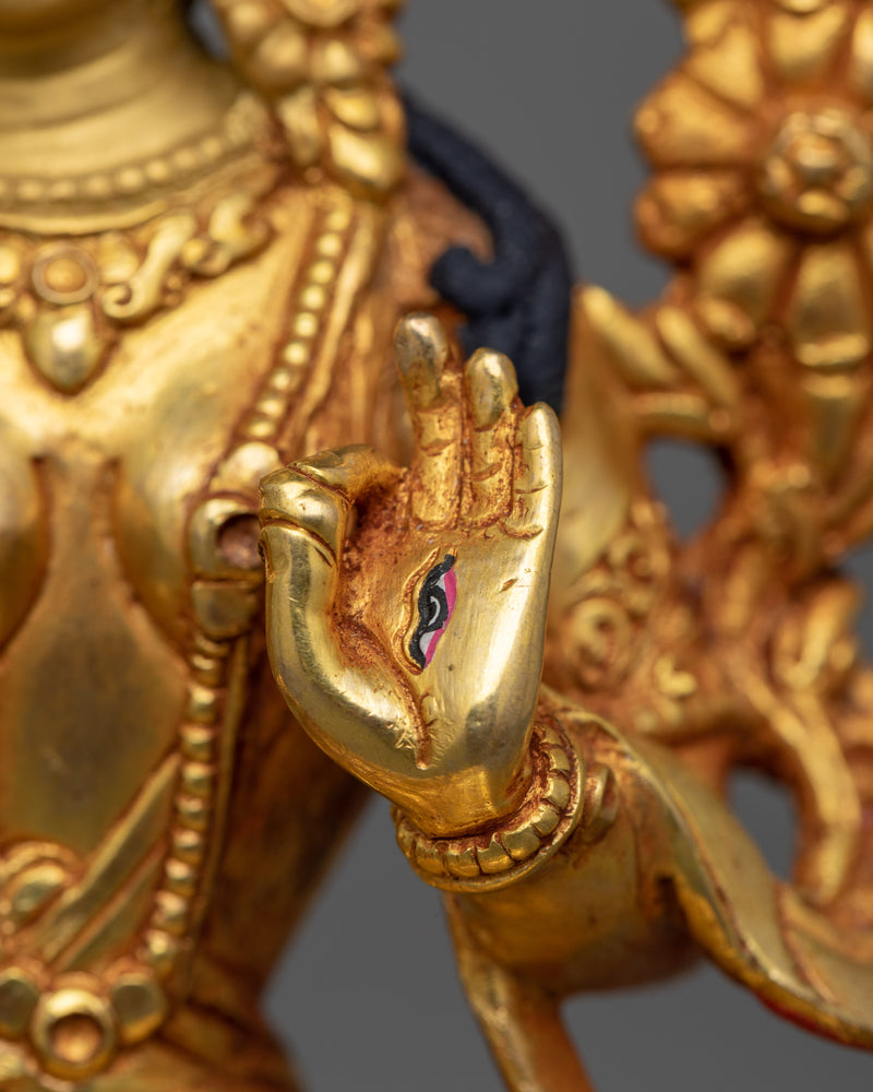 White Tara 15cm Gold-Gilded Statue | A Beacon of Compassion and Healing