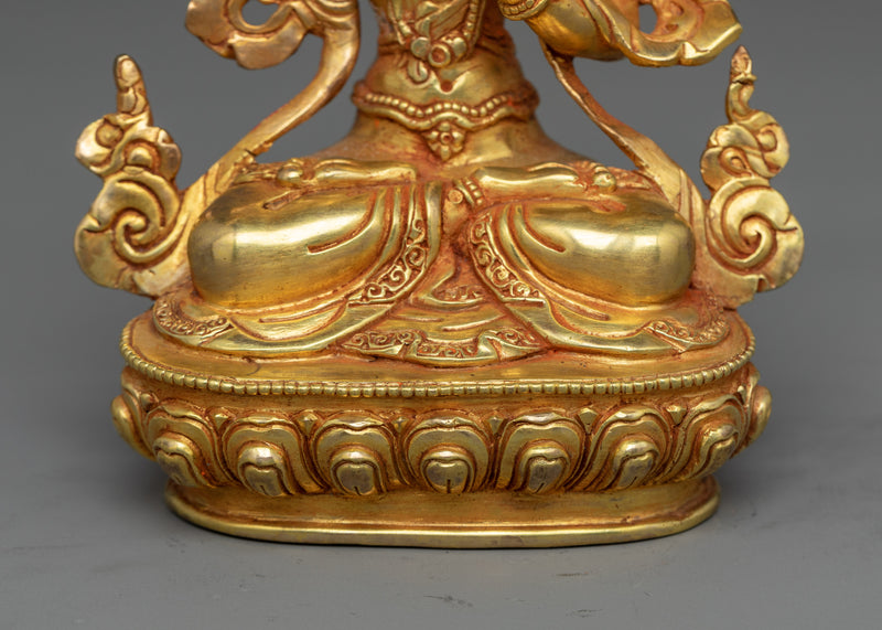 Manjushri Small Gold-Gilded Statue | A Beacon of Wisdom and Enlightenment