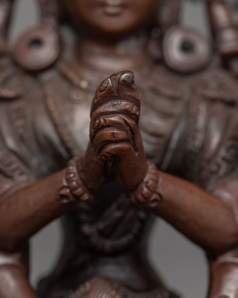 Goddess Cundi Oxidized Statue | Symbol of Compassionate Wisdom