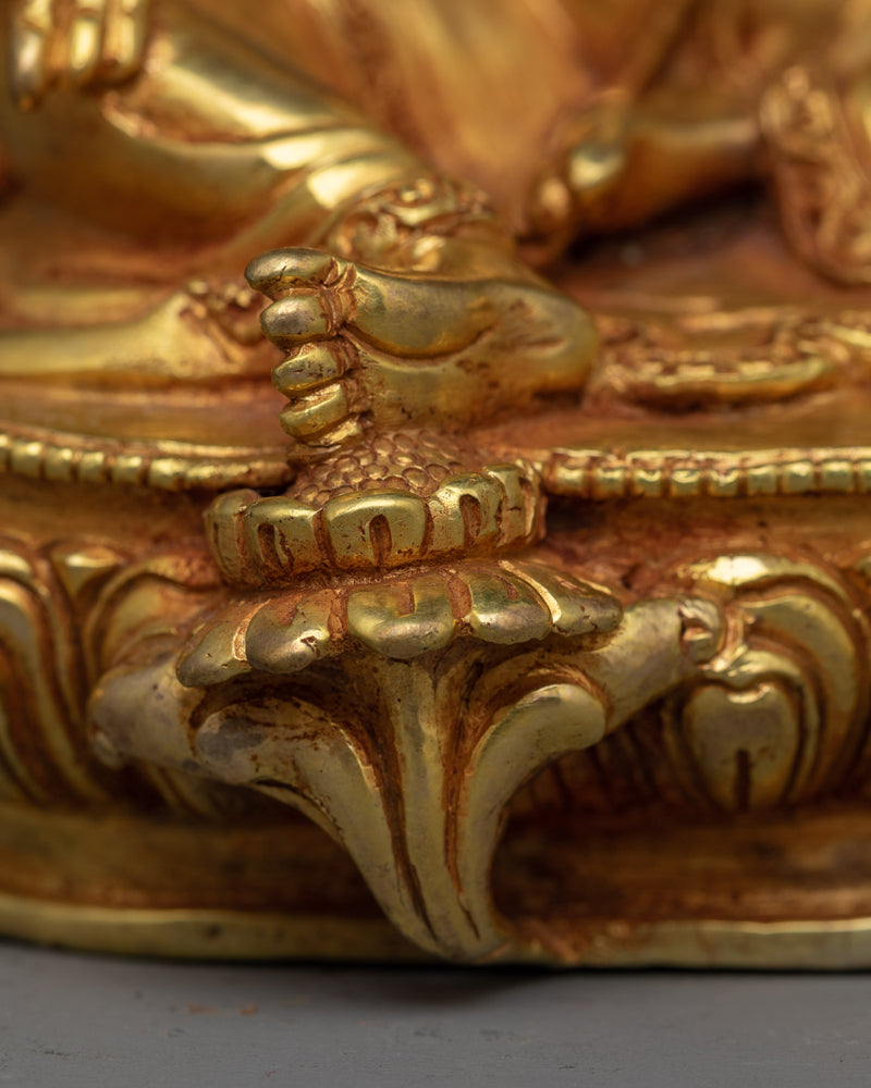 Green Tara Small Gold Gilded Statue | Embodiment of Compassionate Protection