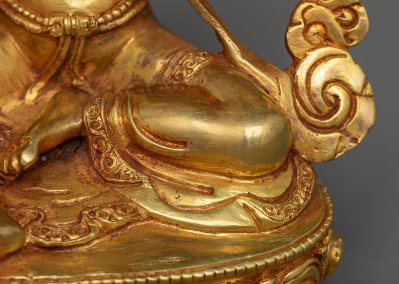 Green Tara Small Gold Gilded Statue | Embodiment of Compassionate Protection