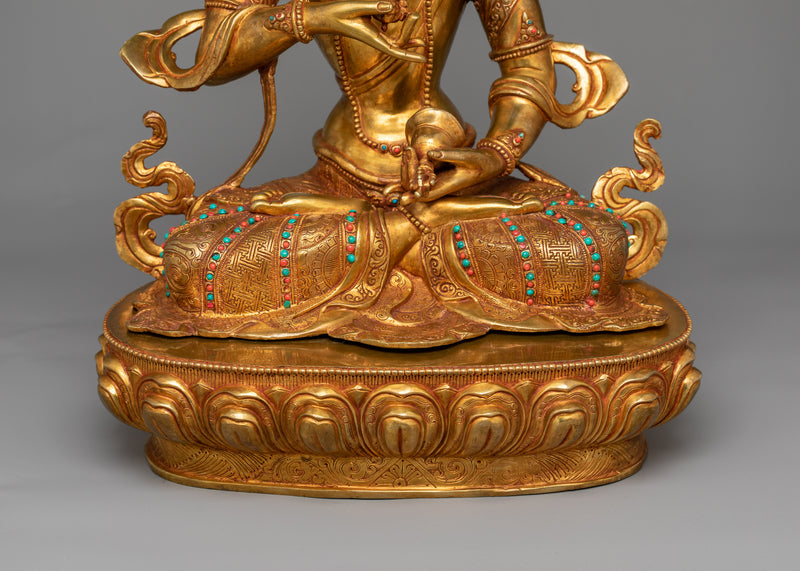 Vajrasattva Gold Gilded Sculpture | Purification and Spiritual Clarity