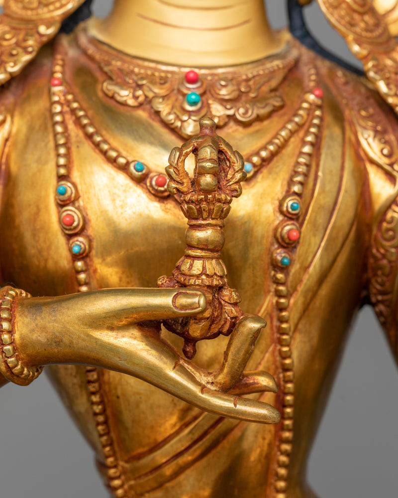 Vajrasattva Gold Gilded Sculpture | Purification and Spiritual Clarity