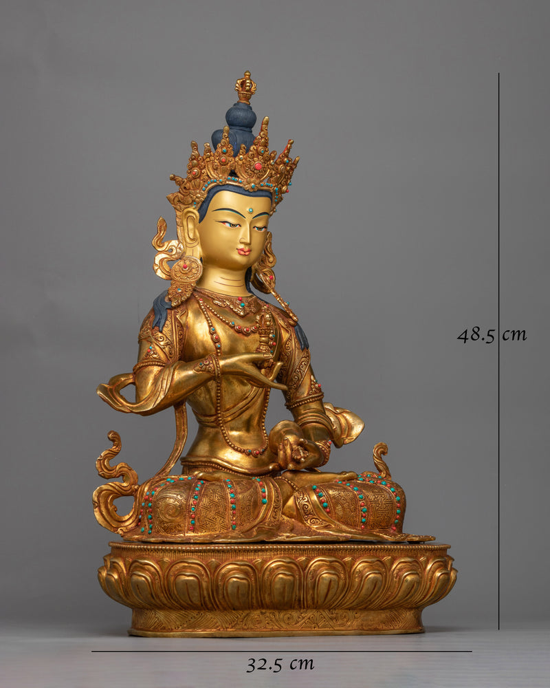 Vajrasattva Gold Gilded Sculpture | Purification and Spiritual Clarity