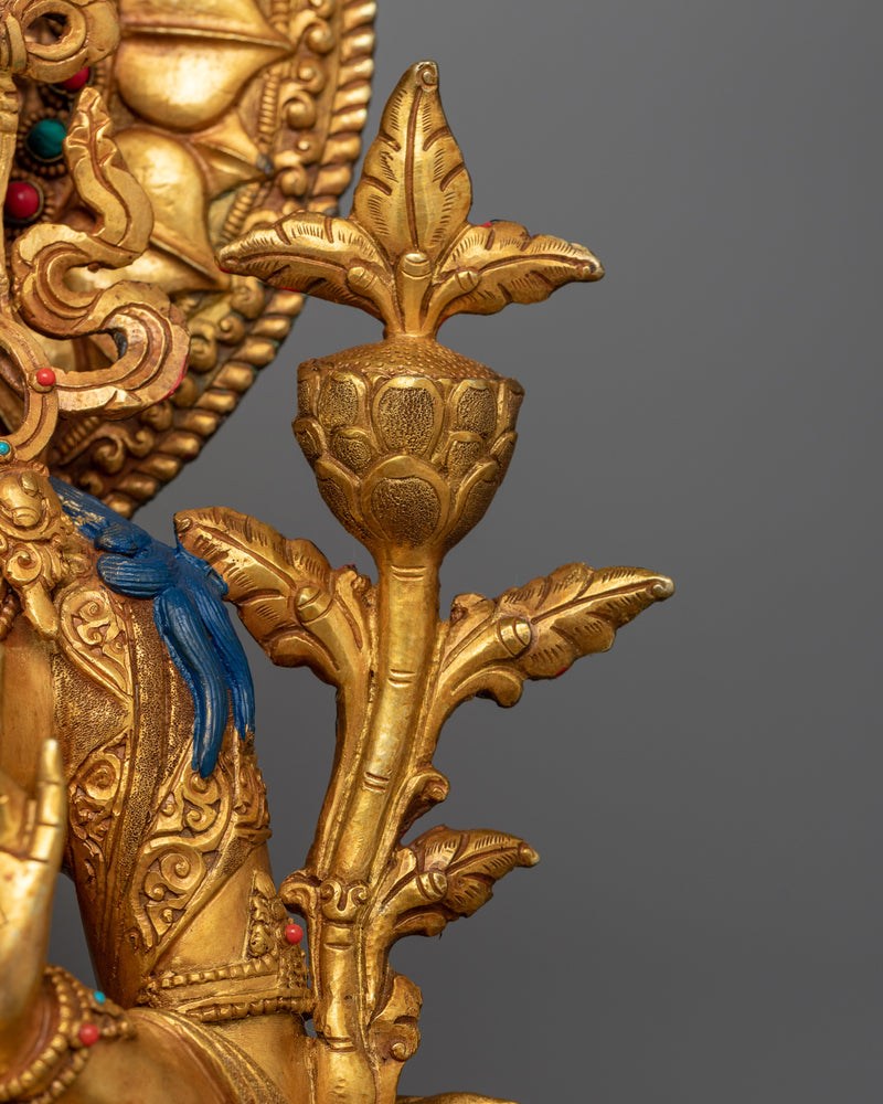 Green Tara 49cm Gold Gilded Statue | Embodiment of Compassionate Protection