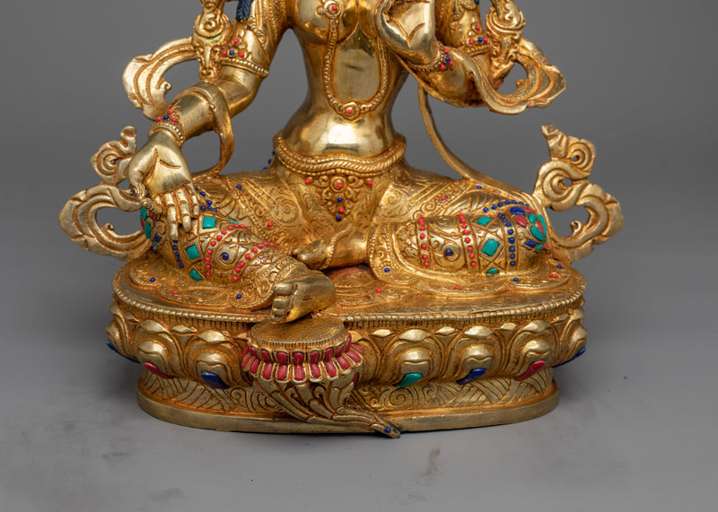 Green Tara 35cm Gemstones Decorated Statue | A Divine Symbol of Compassion and Serenity