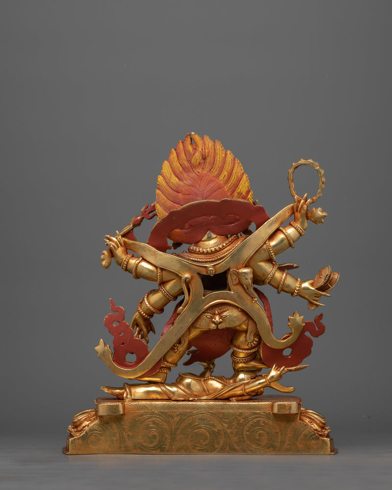 Six-Armed Mahakala Gold-Gilded Statue | A Symbol of Protection and Power