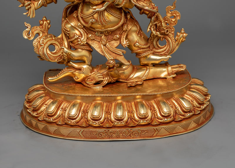 Six-Armed Mahakala Gold-Gilded Statue | A Symbol of Protection and Power