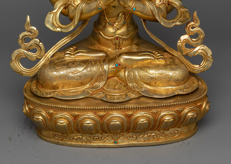 Gold-Gilded Compassionate Chenrezig Statue | A Vision of Divine Mercy