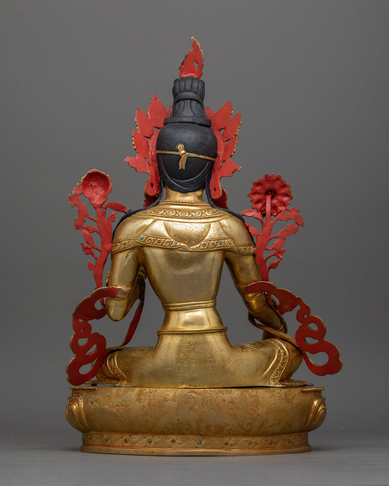 Green Tara Gold-Gilded 50cm Statue | A Radiant Symbol of Compassion and Enlightenment