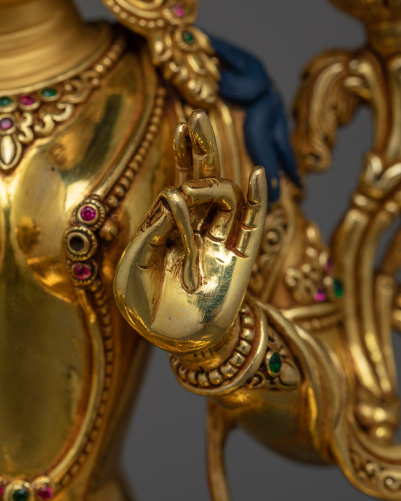 Green Tara Gold-Gilded 32cm Statue | A Radiant Symbol of Compassion and Protective