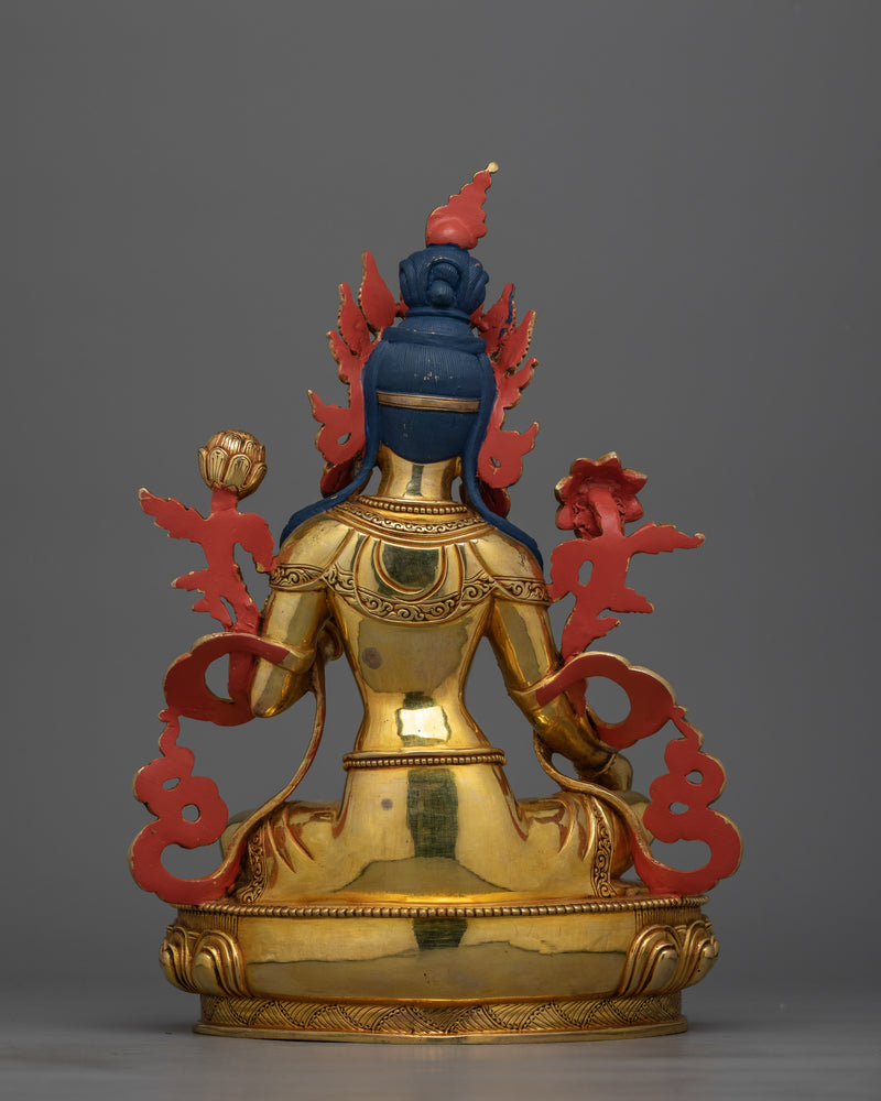 Green Tara Gold-Gilded 32cm Statue | A Radiant Symbol of Compassion and Protective