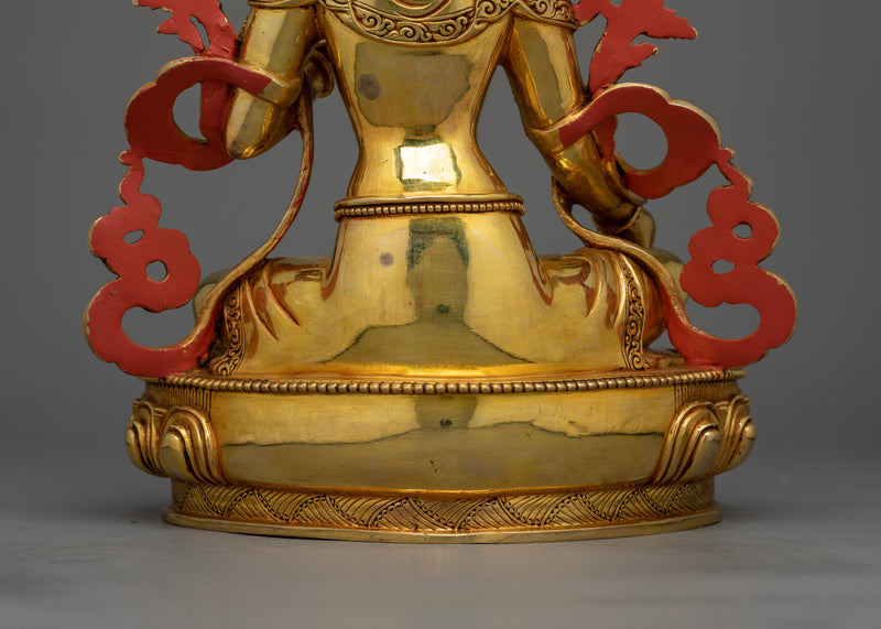 Green Tara Gold-Gilded 32cm Statue | A Radiant Symbol of Compassion and Protective