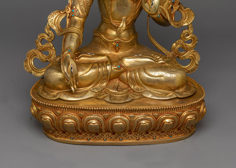 White Tara Gold-Gilded 50cm Statue | A Radiant Symbol of Compassion and Longevity