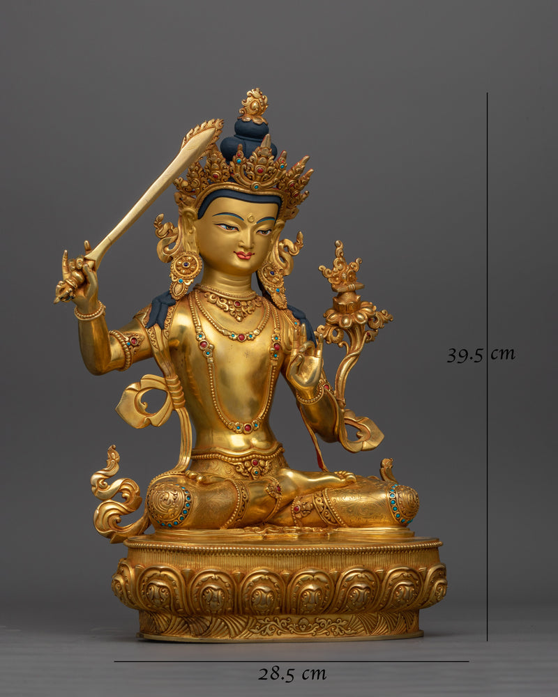 An Insightful Deity Manjusri Statue | Embodiment of Wisdom and Enlightenment