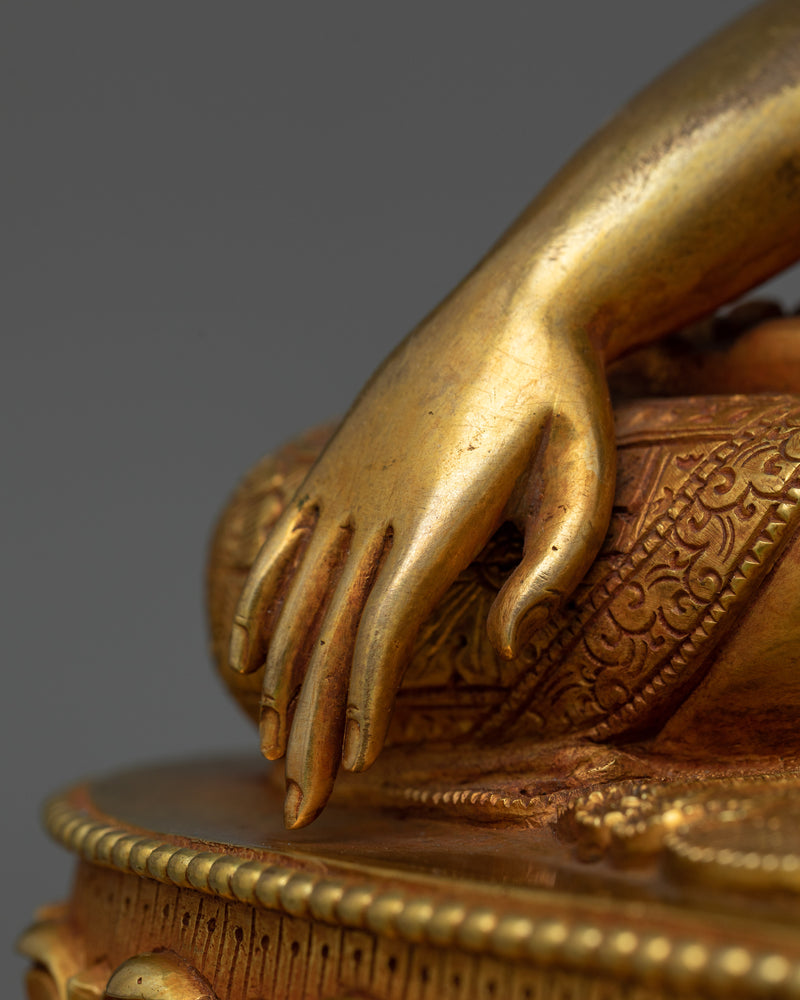 Shakyamuni Buddha Gold-Gilded 12 Inches Statue | A Symbol of Peace and Enlightenment