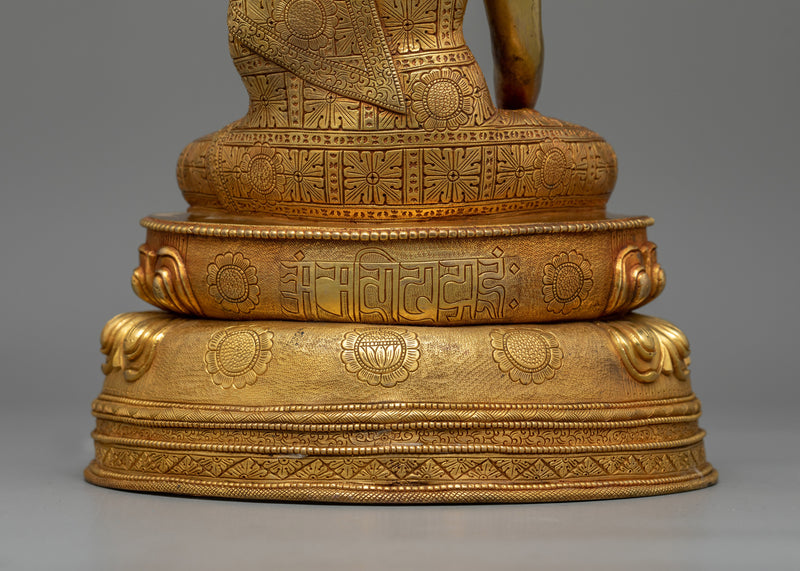 Shakyamuni Buddha Gold-Gilded 12 Inches Statue | A Symbol of Peace and Enlightenment