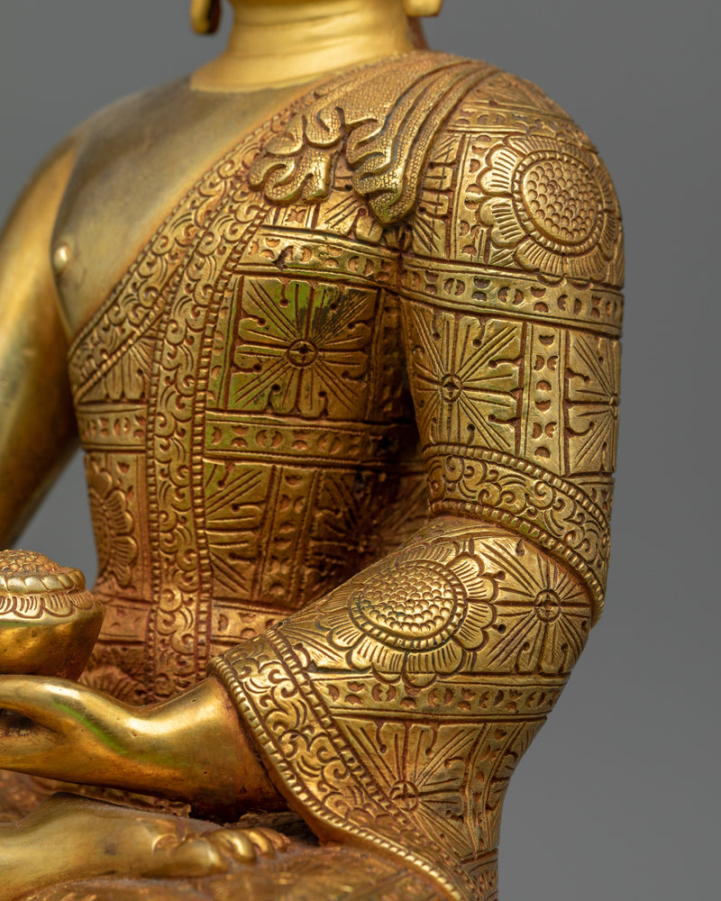 Shakyamuni Buddha Gold-Gilded 12 Inches Statue | A Symbol of Peace and Enlightenment