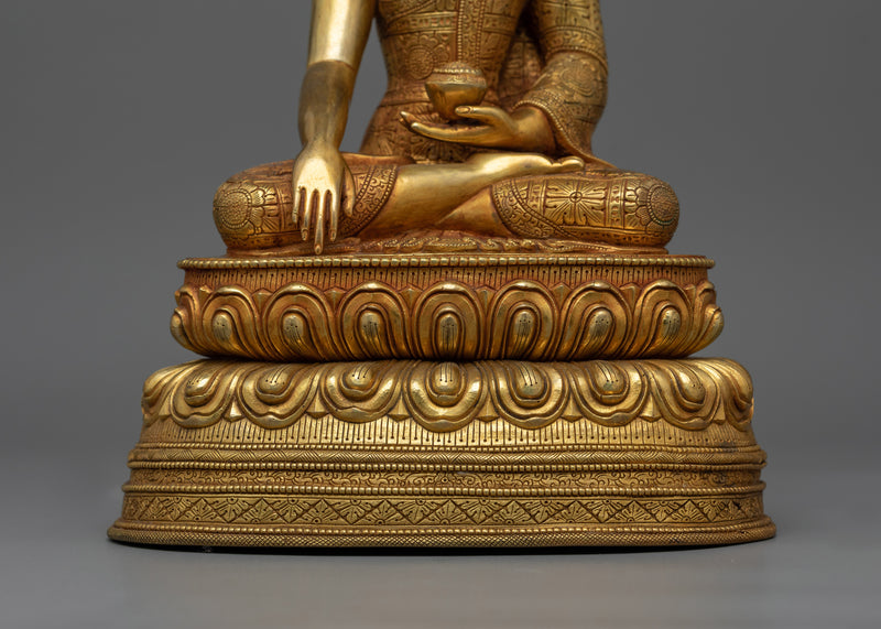 Shakyamuni Buddha Gold-Gilded 12 Inches Statue | A Symbol of Peace and Enlightenment