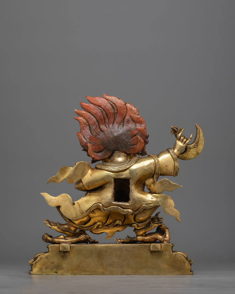 Mahakala Bernakchen Statue | A Powerful Protector in Antique Gold Gilding