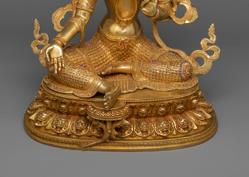 Radiant Green Tara 48cm Gold Gilded Statue | A Beacon of Compassion and Protection