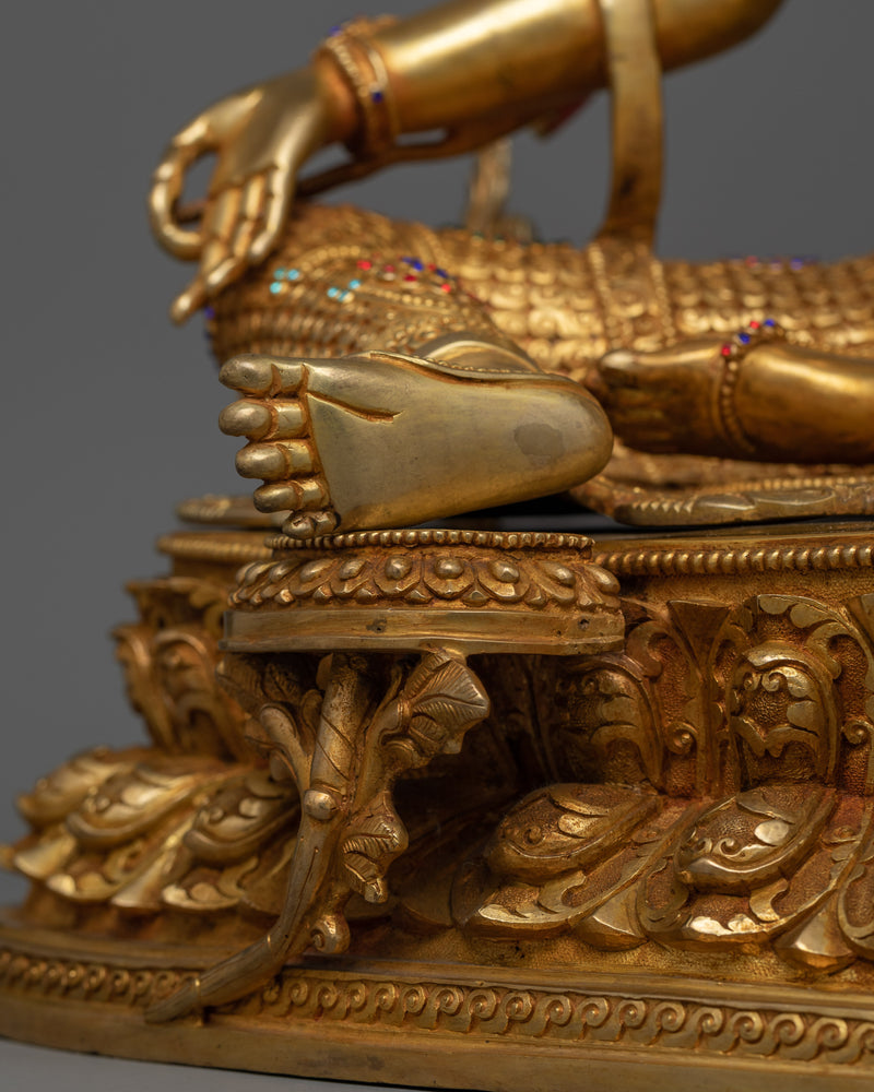 Radiant Green Tara 48cm Gold Gilded Statue | A Beacon of Compassion and Protection